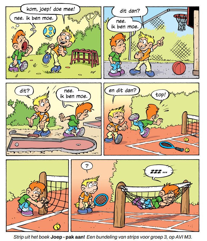 Strip uit het boek Joep - pak aan!. Een bundeling van strips voor groep 3, op AVI M3.