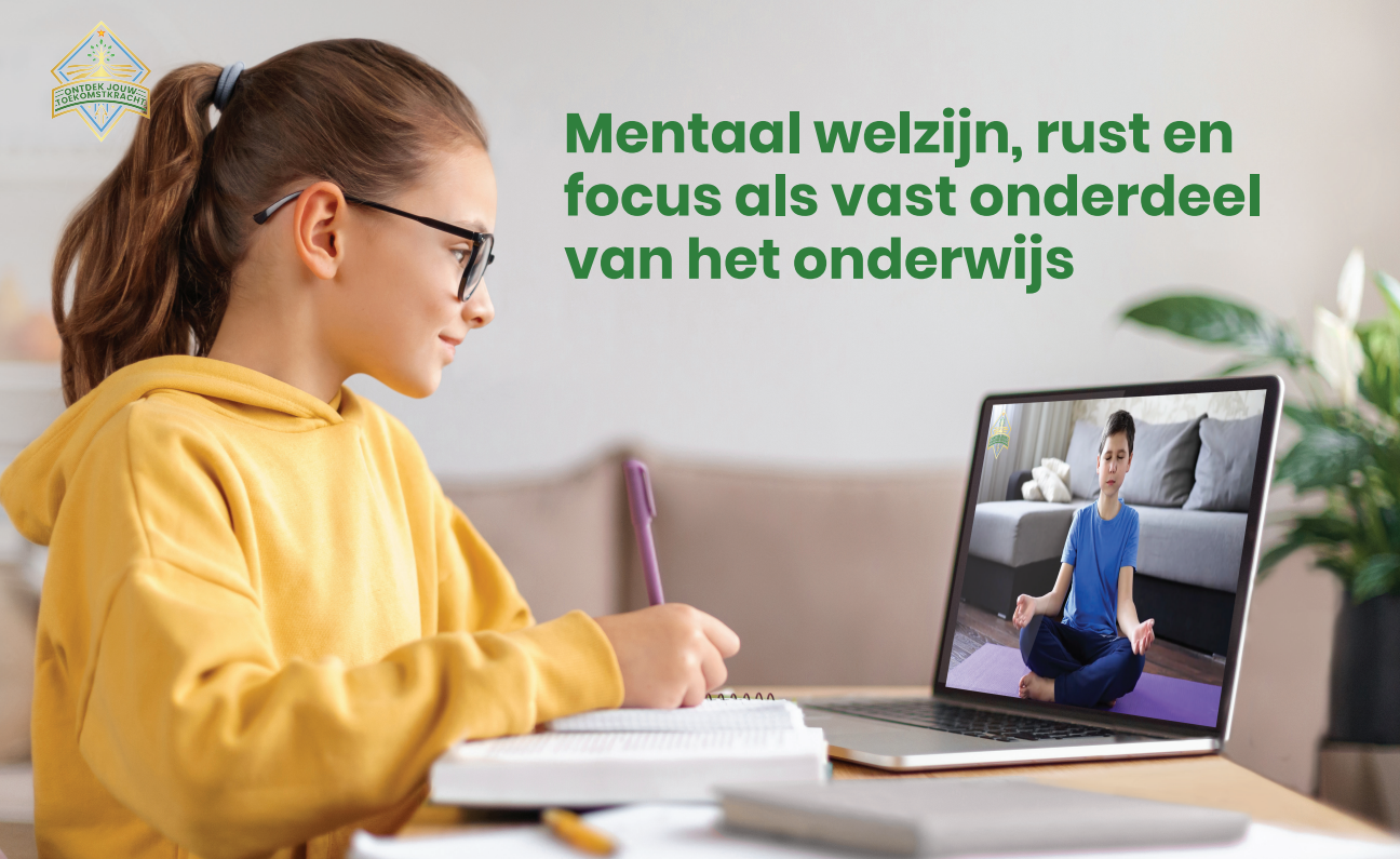 Leerling schrijft en mediteert